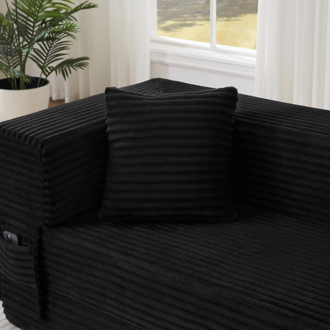 Black 3 Seat Modern cord sofa with stylish appearance #6138B