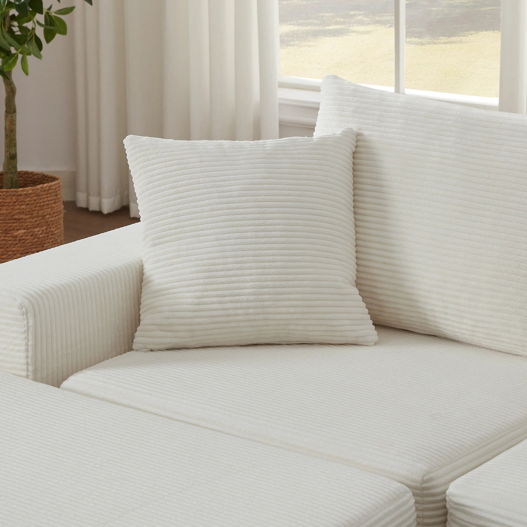 Beige 2 Seat and 1 Ottoman Modular Sectional Loveaeat Cloud Sofa #6083