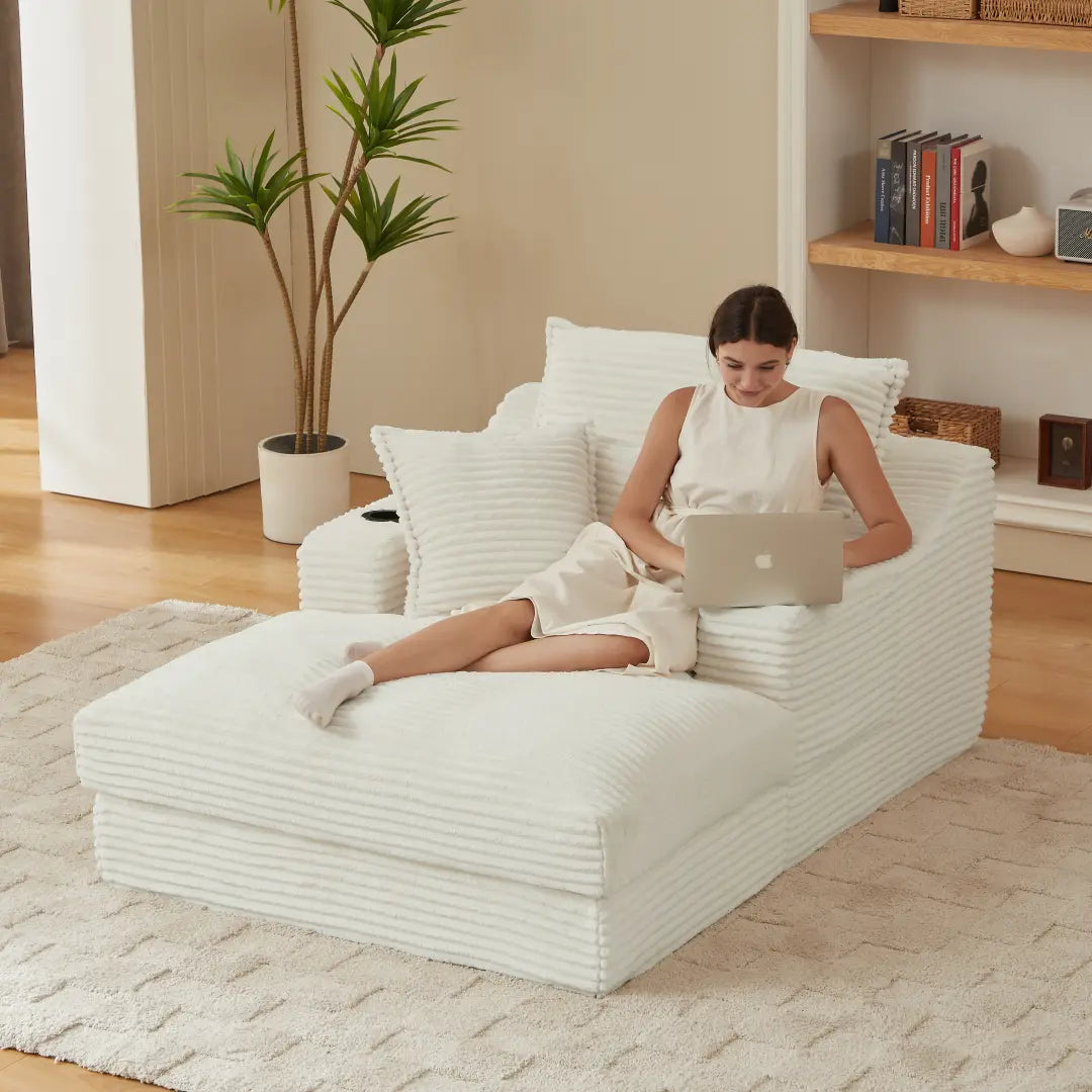 white 47.24 inch modern comfortable cushioned compression sofa #6068