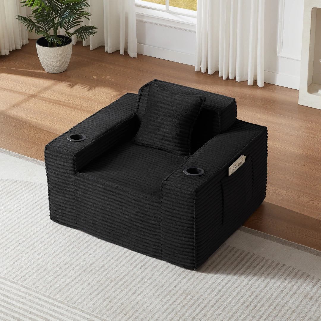 Black 1 Seater Sofa Boneless Couches #6128B
