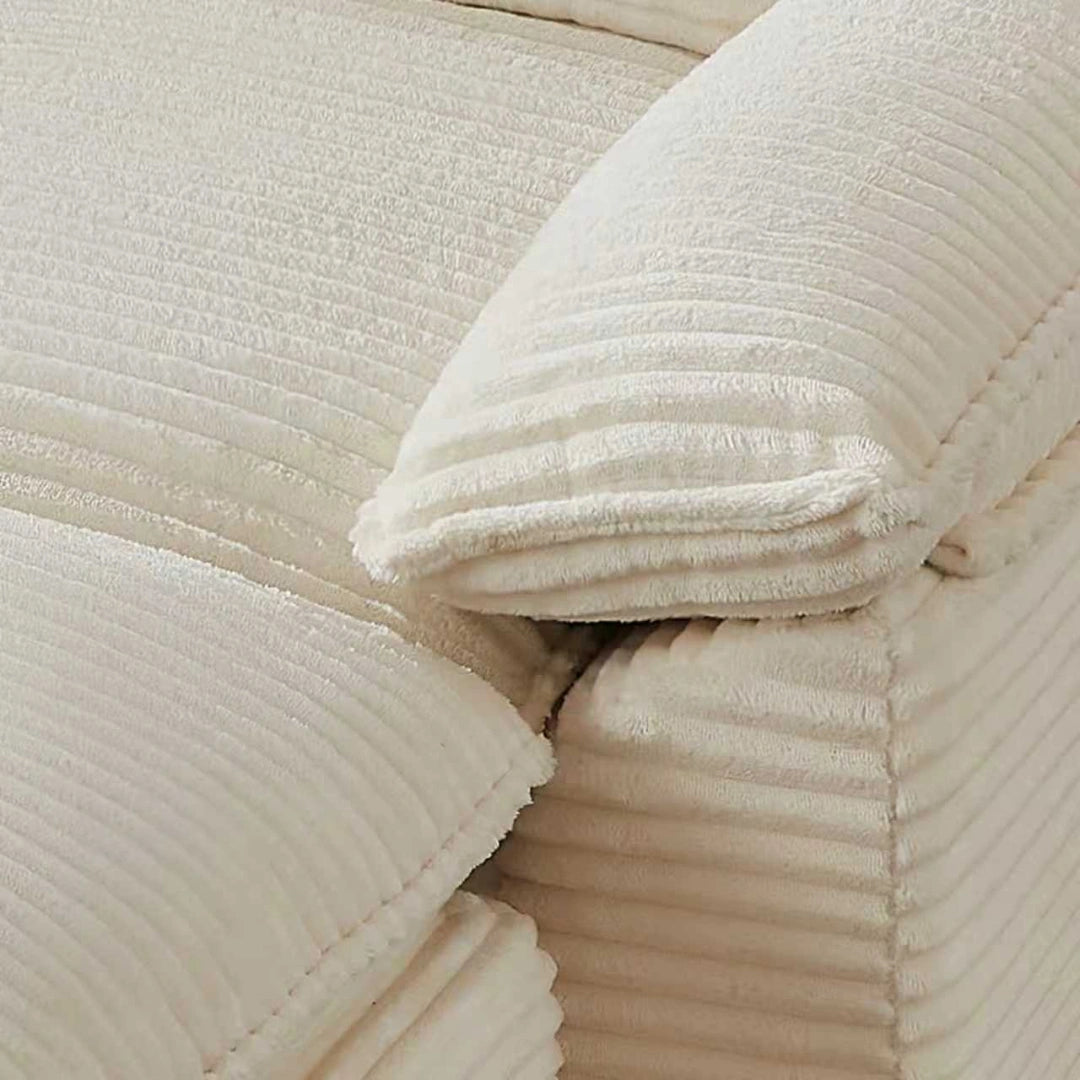 White 4 Seat and 2 Ottoman Modern corduroy cloud sofa #6108