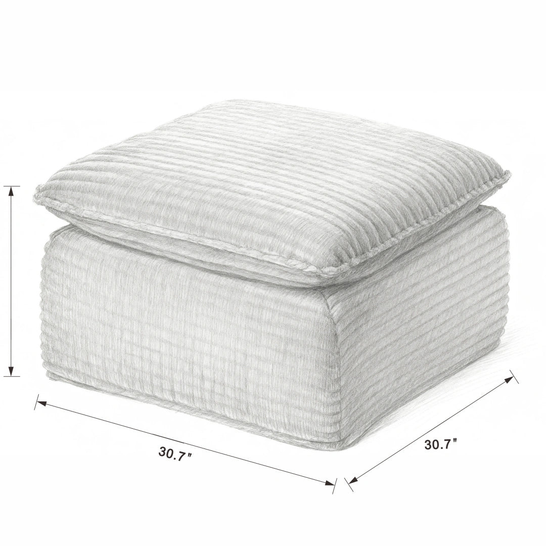 White Ottoman Modern corduroy cloud sofa #6108
