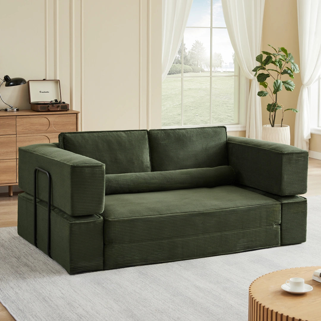 Army Green Large modern corduroy sofa can be freely combined #6082