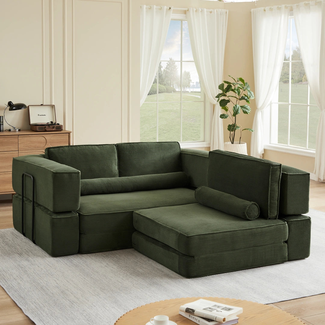 Army Green Large modern corduroy sofa can be freely combined #6082