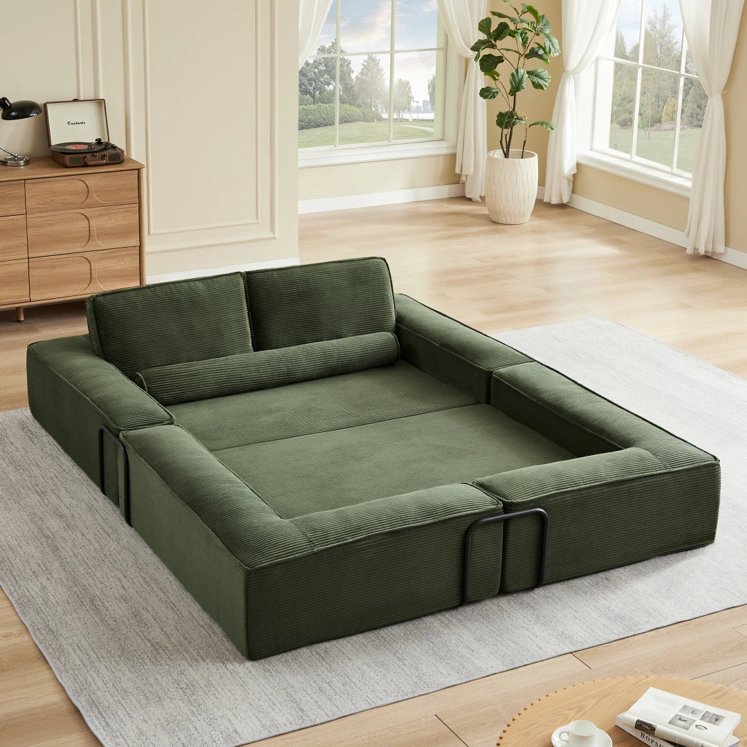 Army Green Large modern corduroy sofa can be freely combined #6082