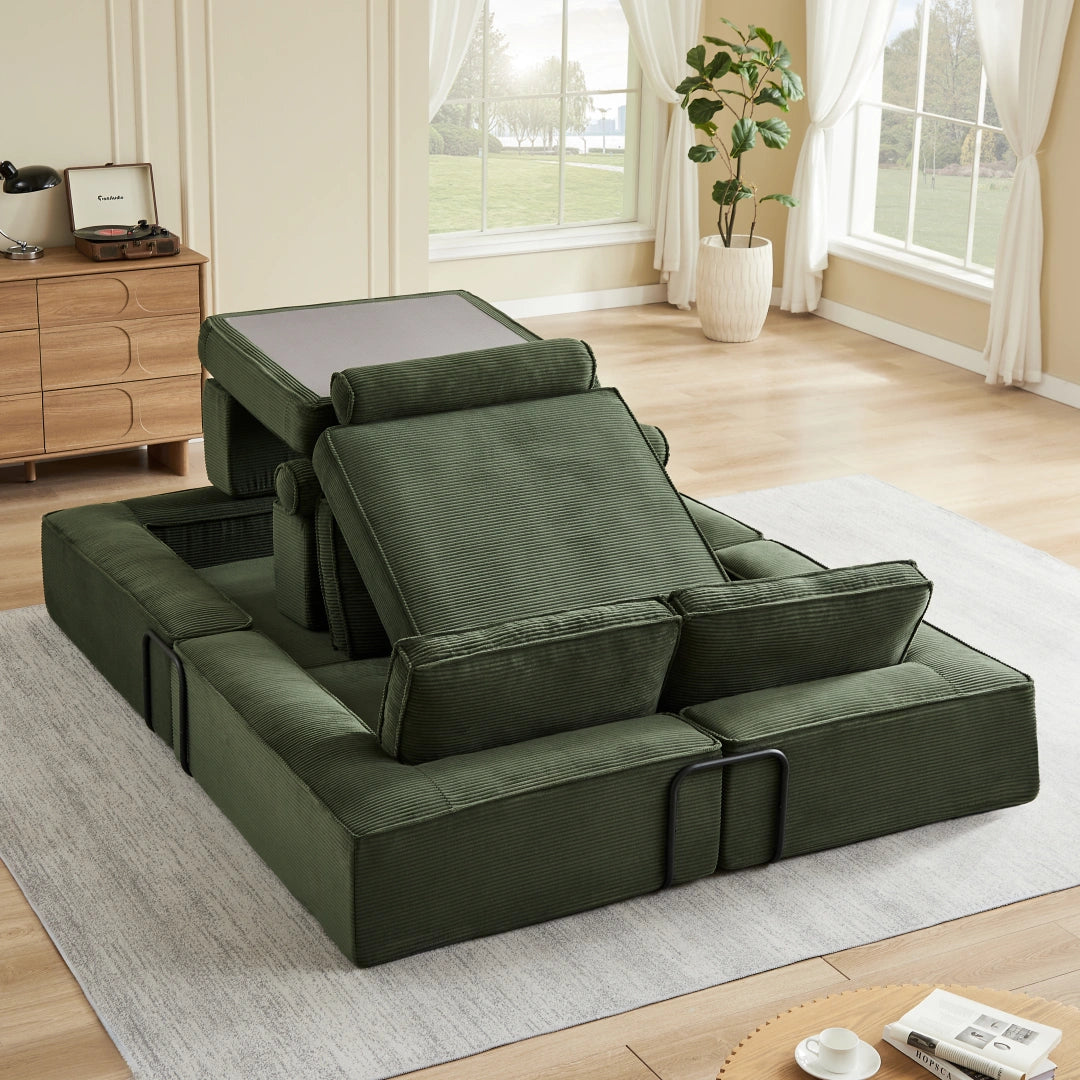 Army Green Large modern corduroy sofa can be freely combined #6082