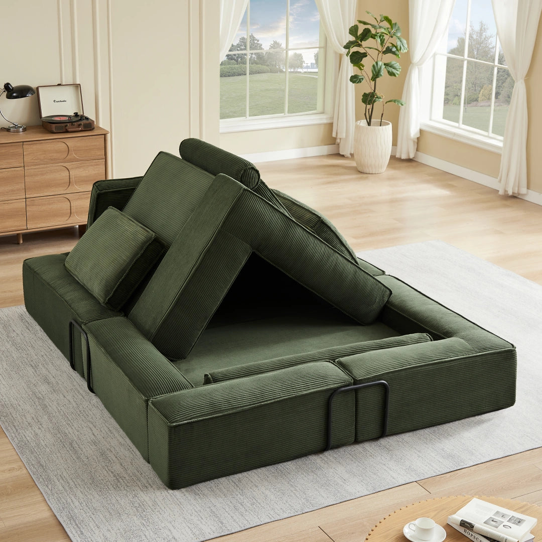 Army Green Large modern corduroy sofa can be freely combined #6082