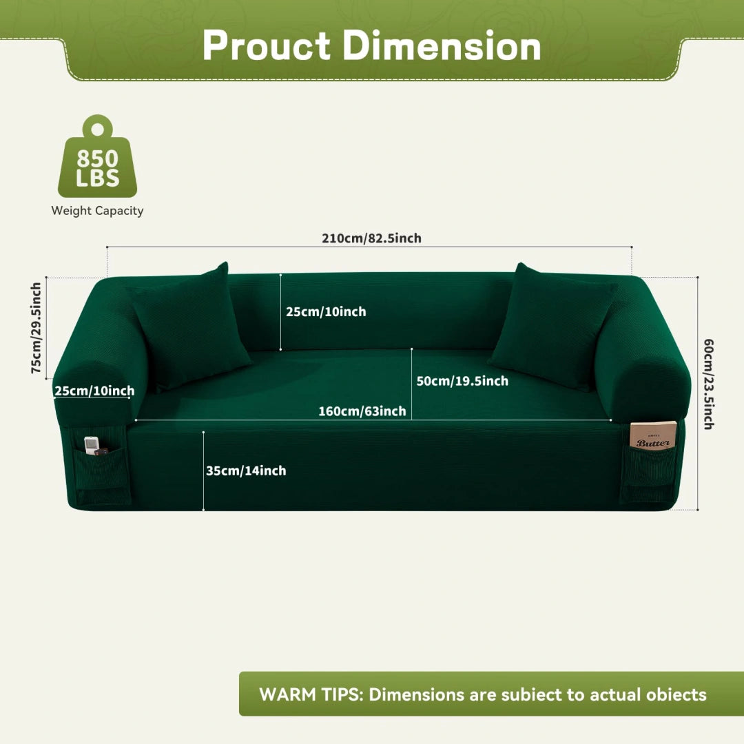 Green 3 Seater Sofa Boneless Couches #6118