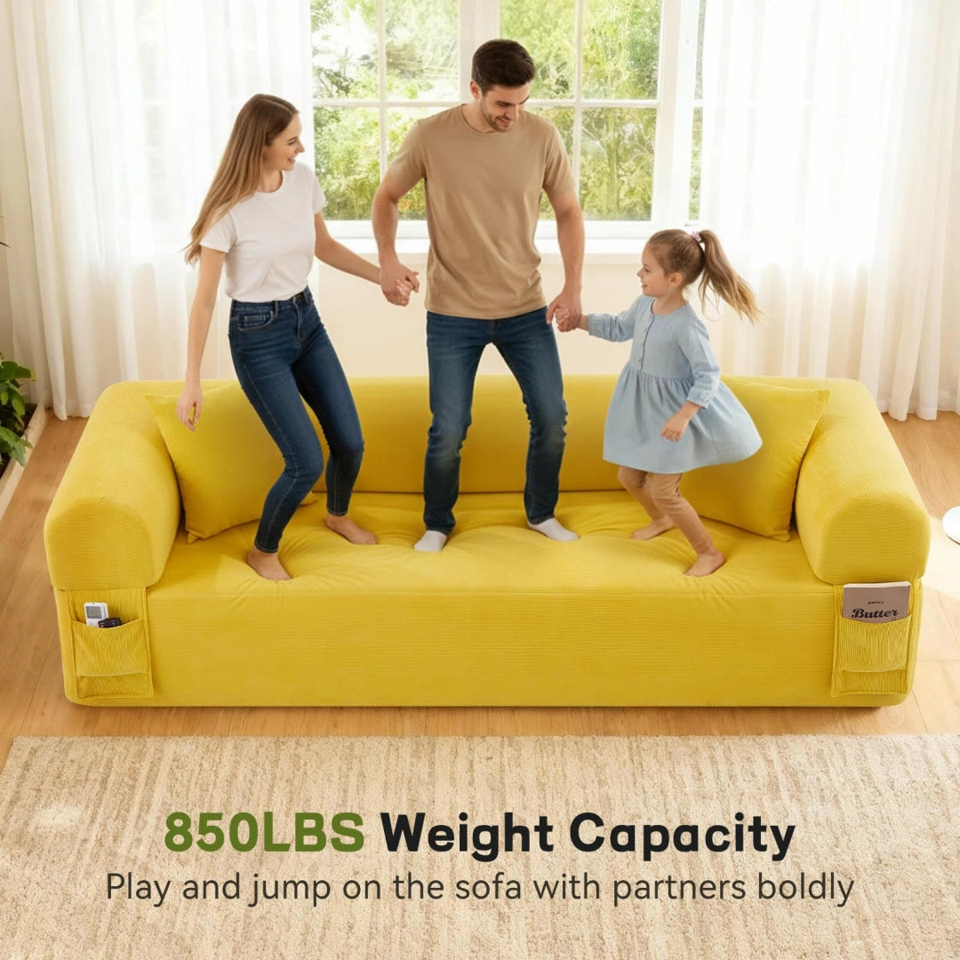 Yellow 3 Seater Sofa Boneless Couches #6118