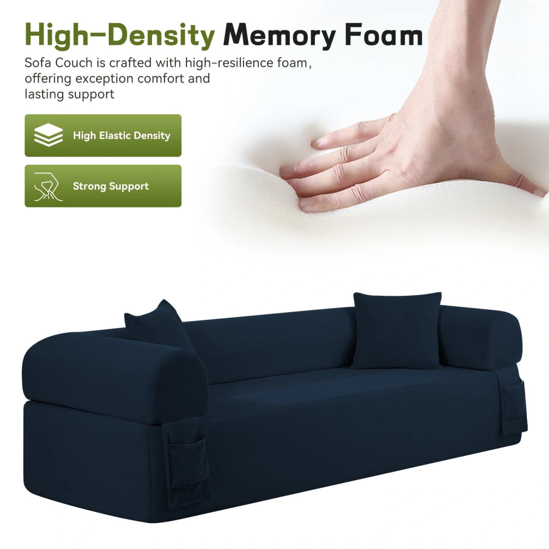 Blue 3 Seater Sofa Boneless Couches #6118