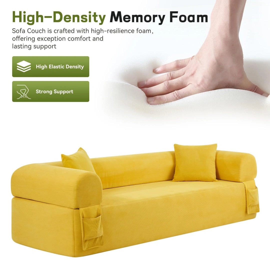 Yellow 3 Seater Sofa Boneless Couches #6118