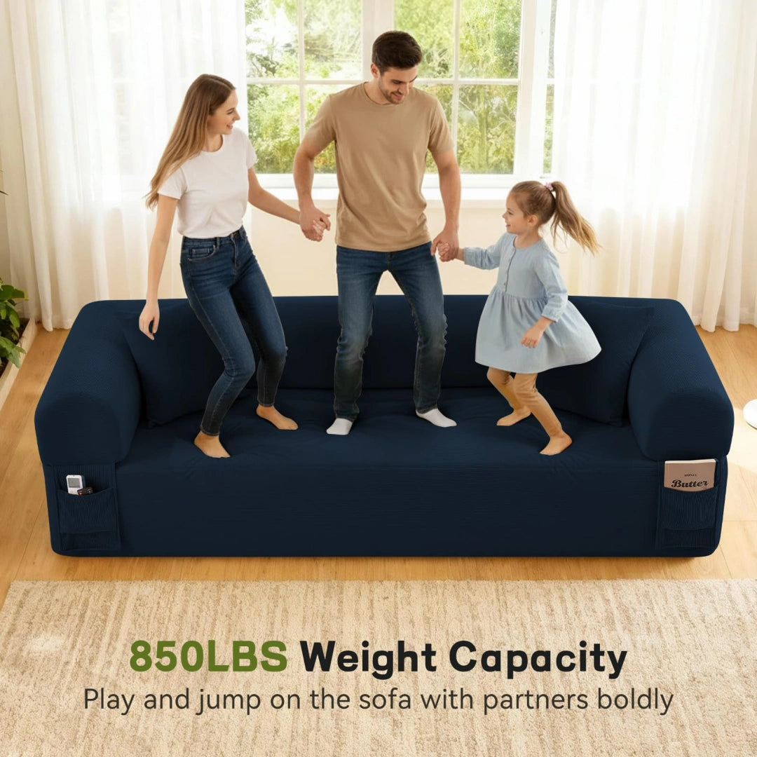 Blue 3 Seater Sofa Boneless Couches #6118