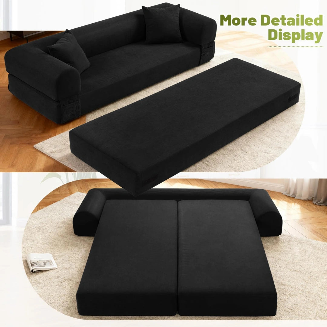 Dark Gray Convertible Sofa Bed Couch 80 Inch Boneless Couches for Living Room #6115