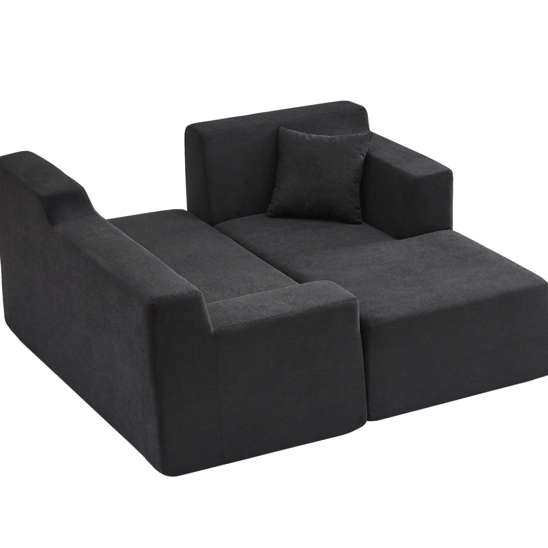 Black Right Modern minimalist L-shaped corduroy high back sofa #6100B