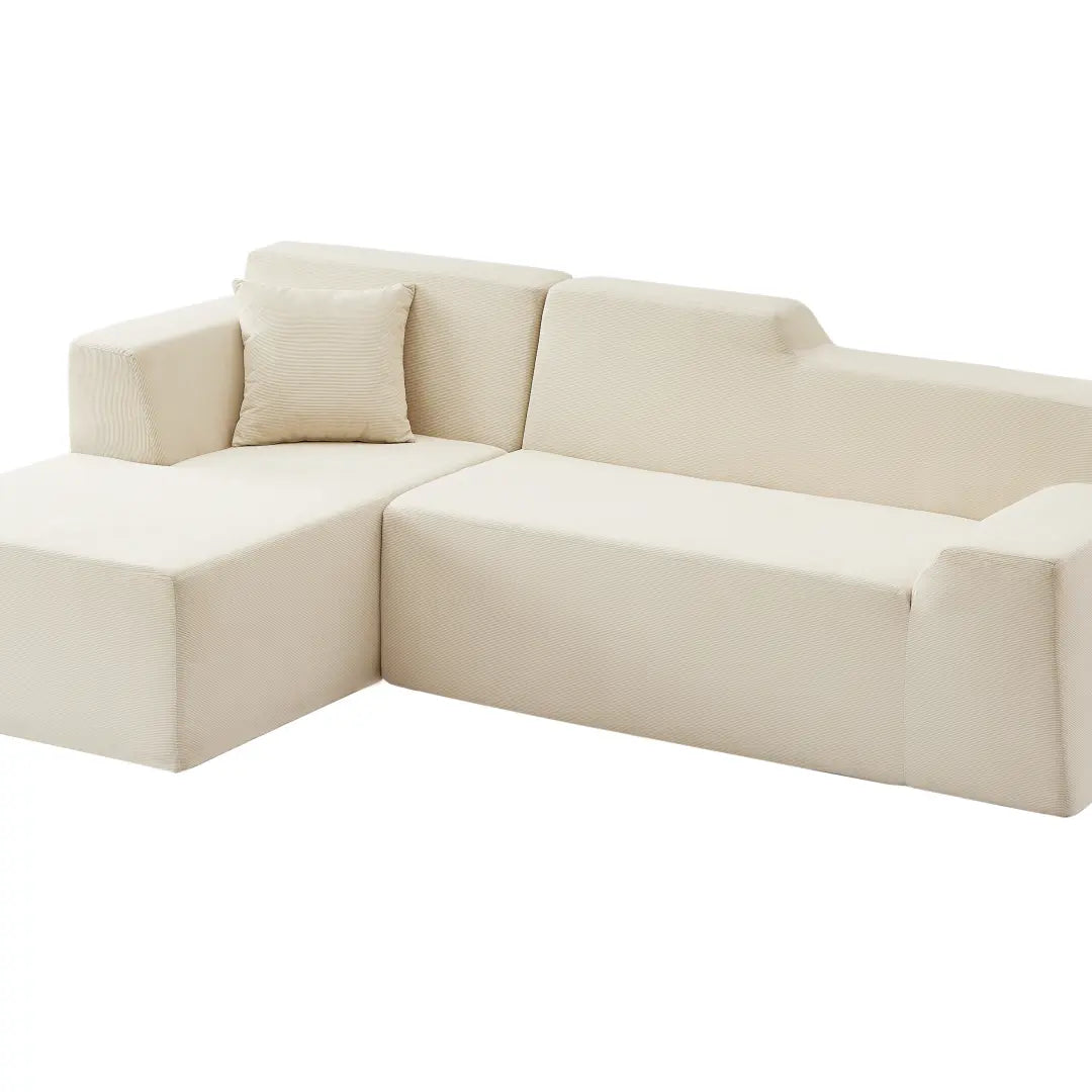 Modern minimalist L-shaped corduroy high back sofa