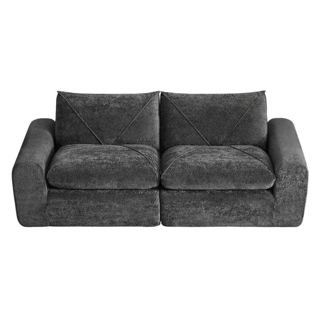 Dark Gray 2 Seat Modern minimalist chenille combination sofa #6159