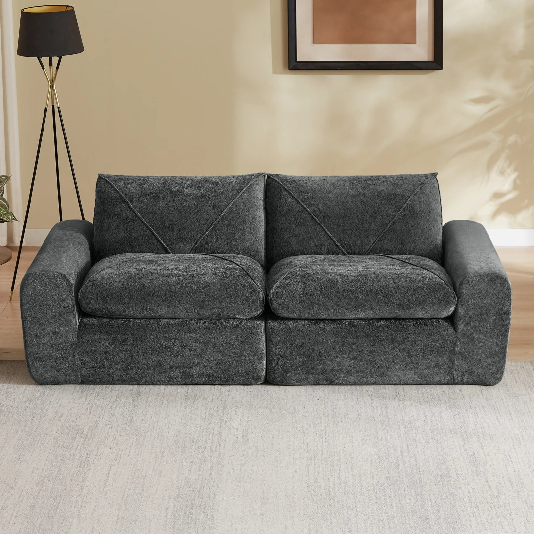 Dark Gray 2 Seat Modern minimalist chenille combination sofa #6159