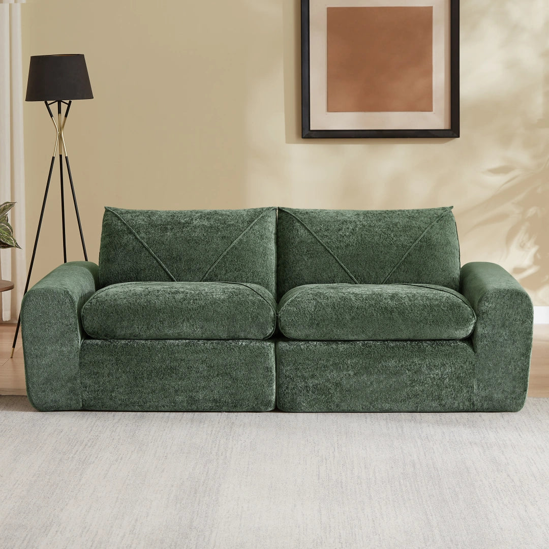 Green 2 Seat Modern minimalist chenille combination sofa #6159