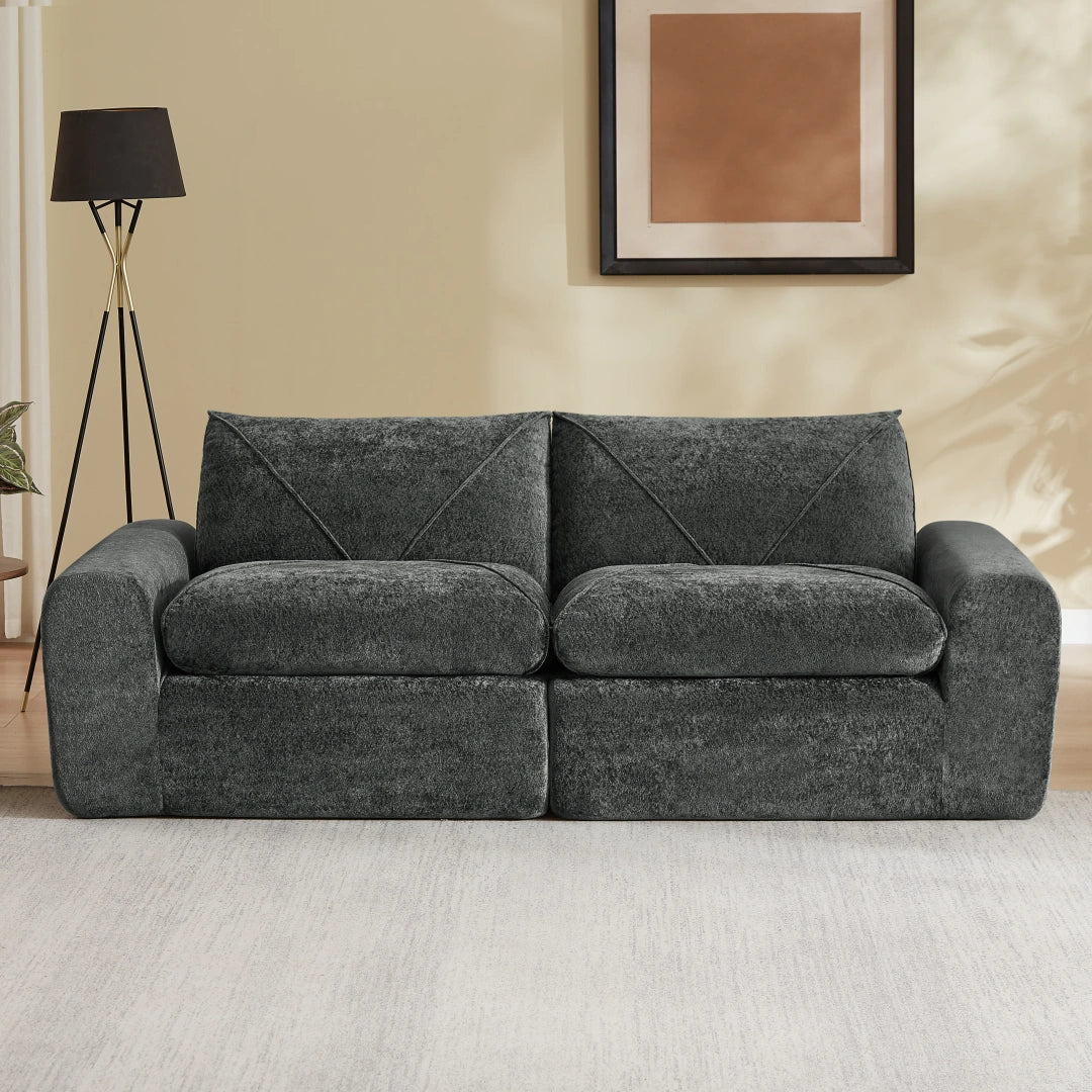 Dark Gray 2 Seat Modern minimalist chenille combination sofa #6159