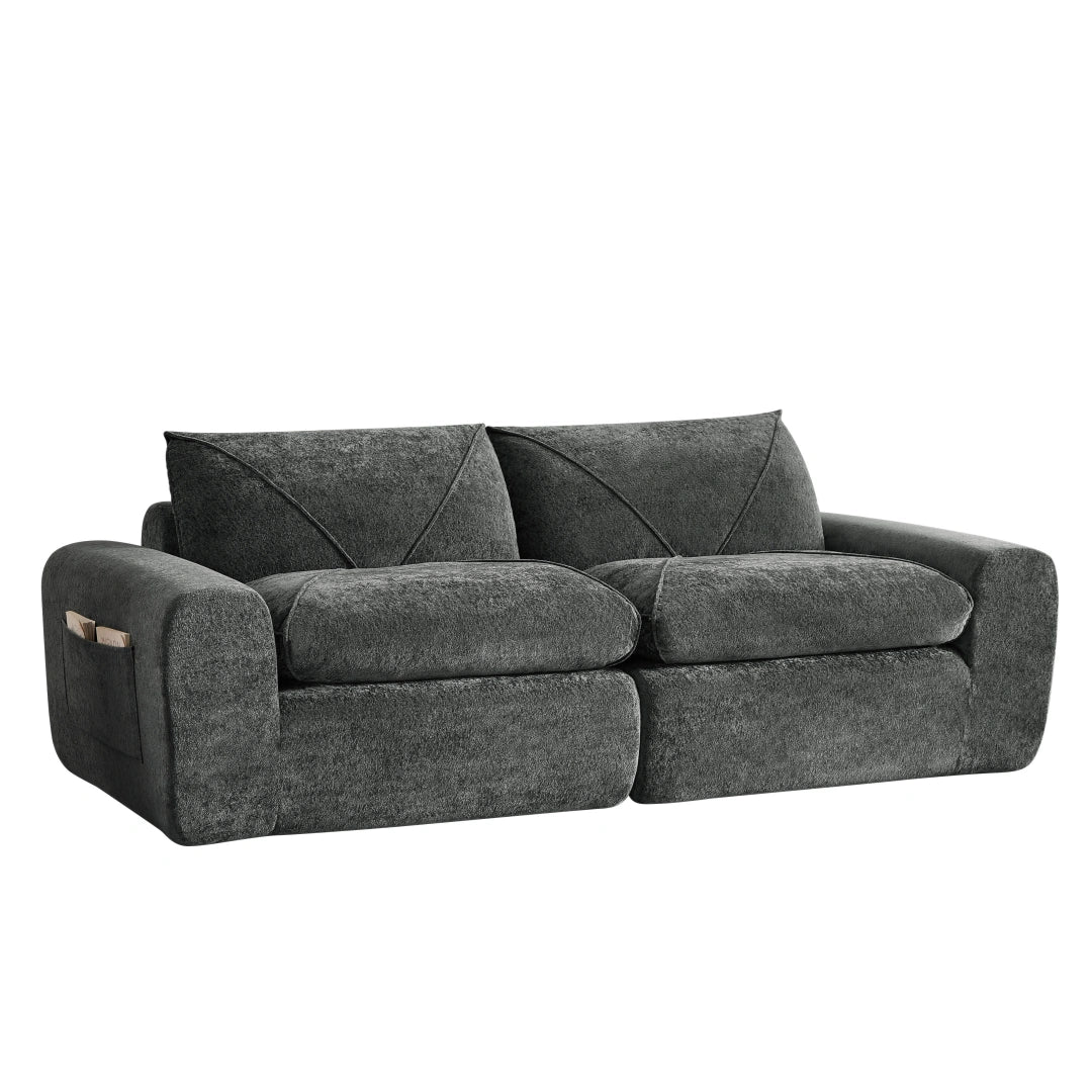 Dark Gray 2 Seat Modern minimalist chenille combination sofa #6159
