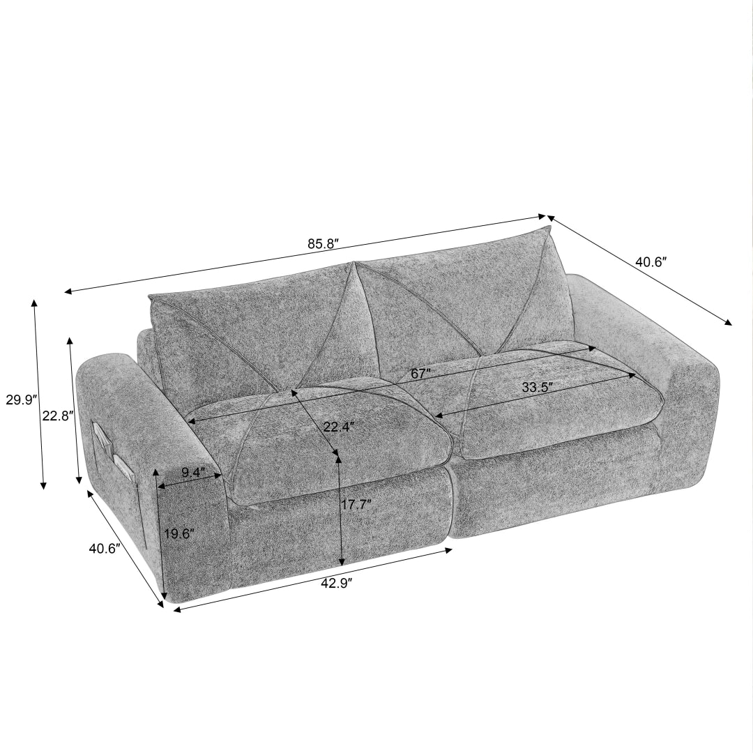 Beige 2 Seat Modern minimalist chenille combination sofa #6159