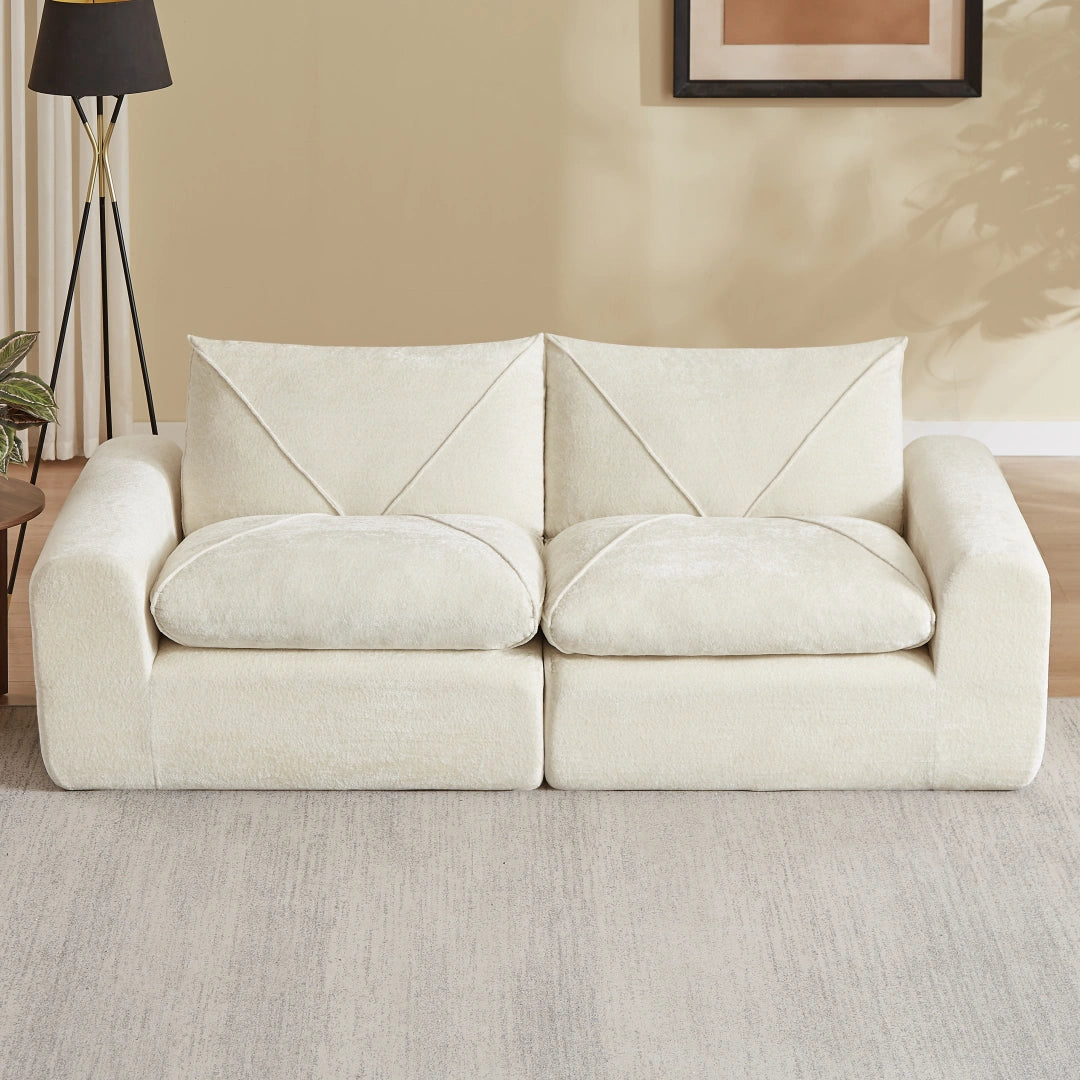 Beige 2 Seat Modern minimalist chenille combination sofa #6159
