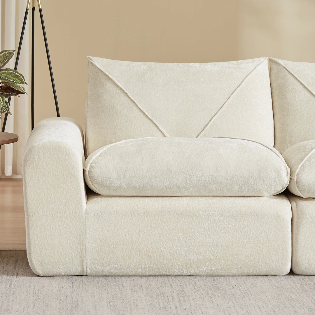 Beige 2 Seat Modern minimalist chenille combination sofa #6159