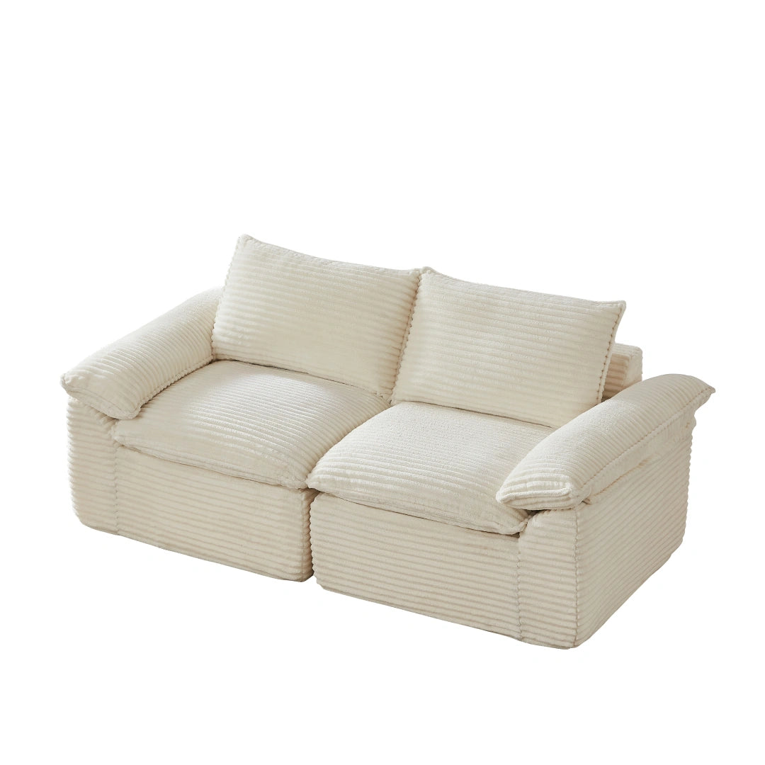 White 2 Seat  Modern corduroy cloud sofa #6108