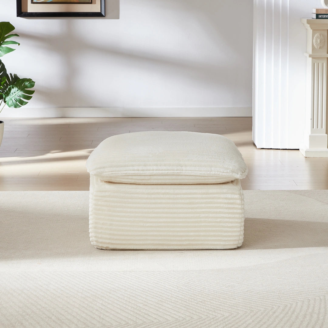 White Ottoman Modern corduroy cloud sofa #6108