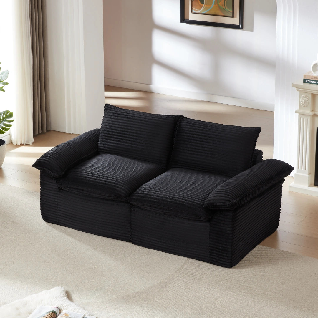 Black 2 Seat  Modern corduroy cloud sofa #6108