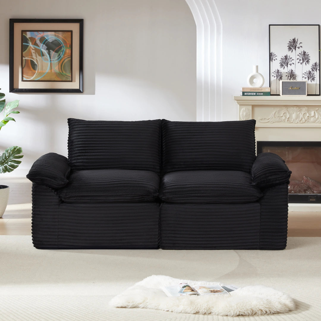 Black 2 Seat  Modern corduroy cloud sofa #6108