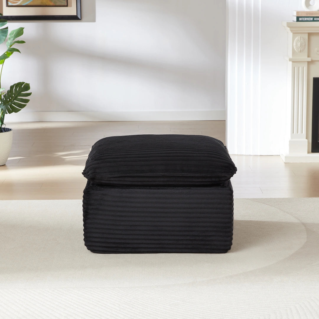 Black Ottoman Modern corduroy cloud sofa #6108