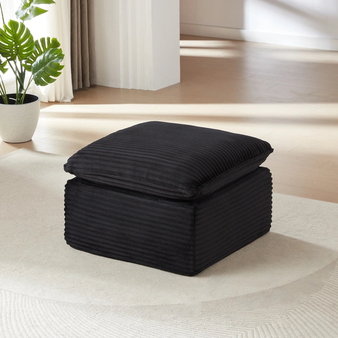 Black Ottoman Modern corduroy cloud sofa #6108