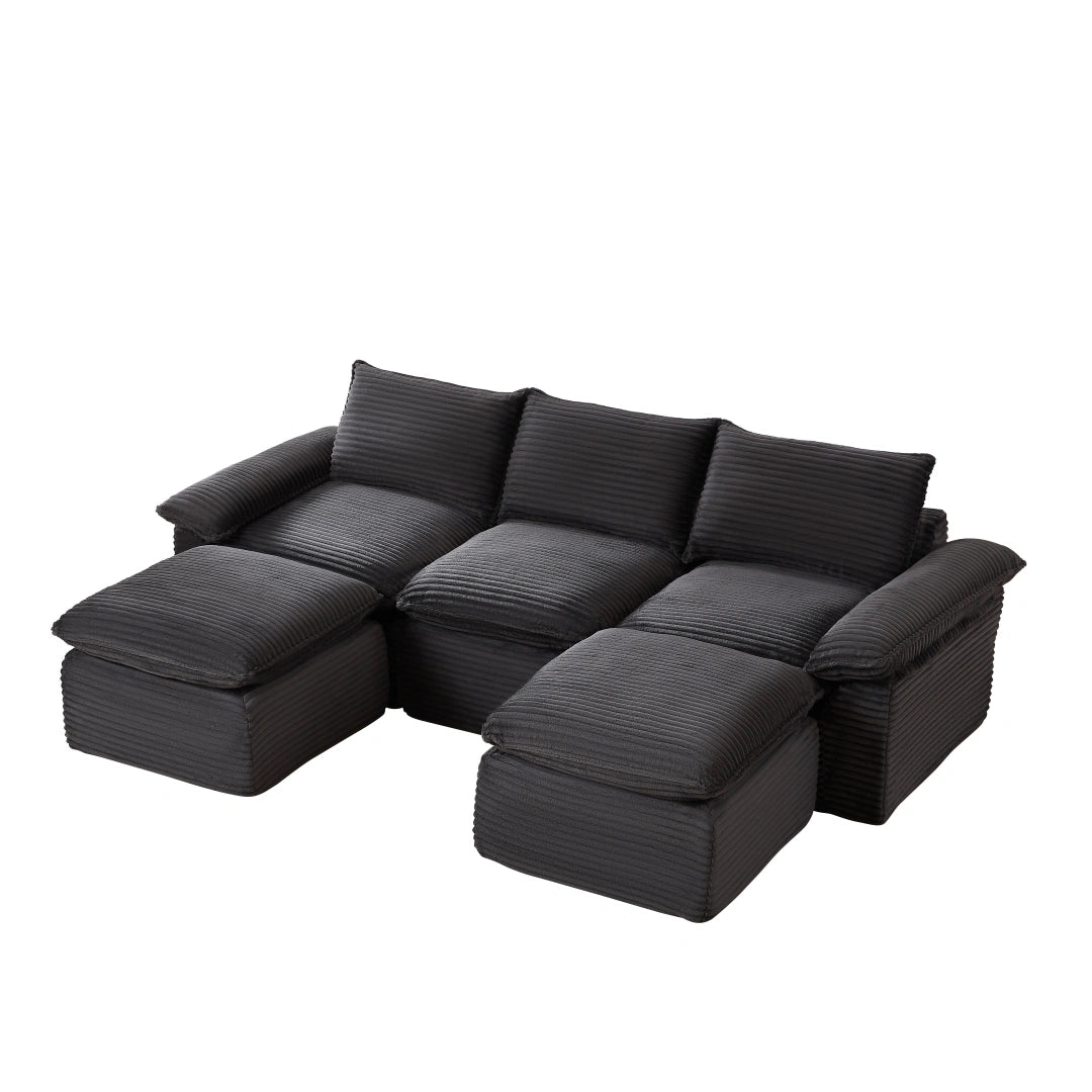 Dark Gray 3 Seat and 2 Ottoman Modern corduroy cloud sofa #6108