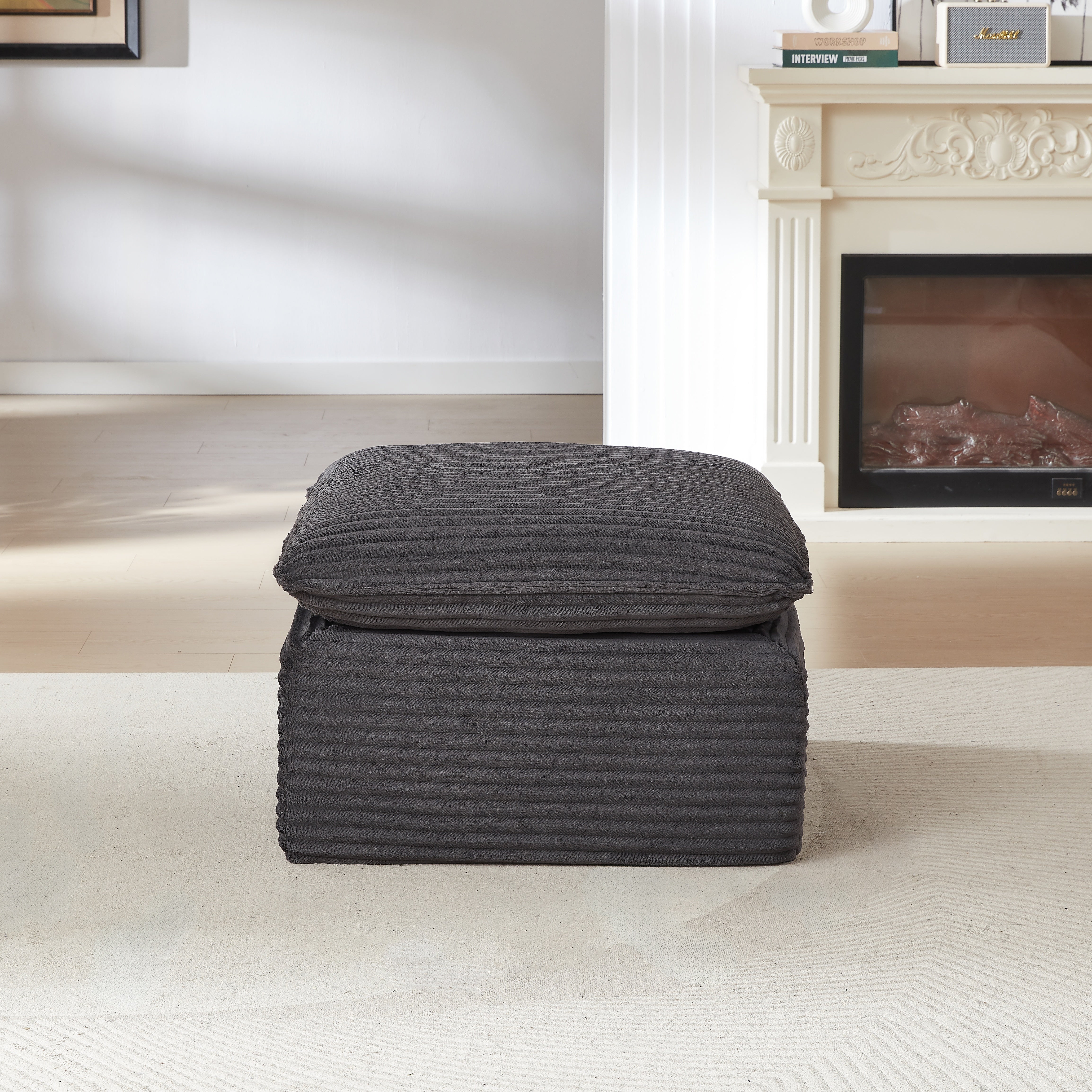 Dark Gray Ottoman Modern corduroy cloud sofa #6108