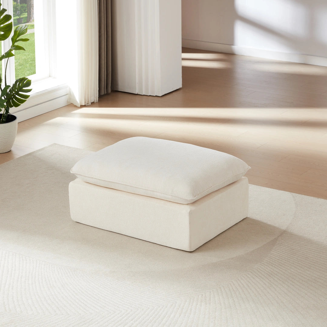White Ottoman Modern Chenille cloud sofa #6120