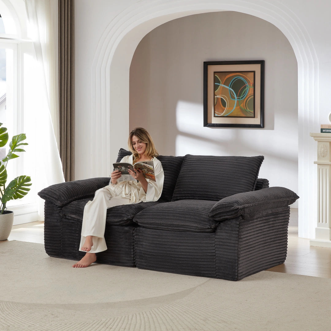 Dark Gray 2 Seat  Modern corduroy cloud sofa #6108