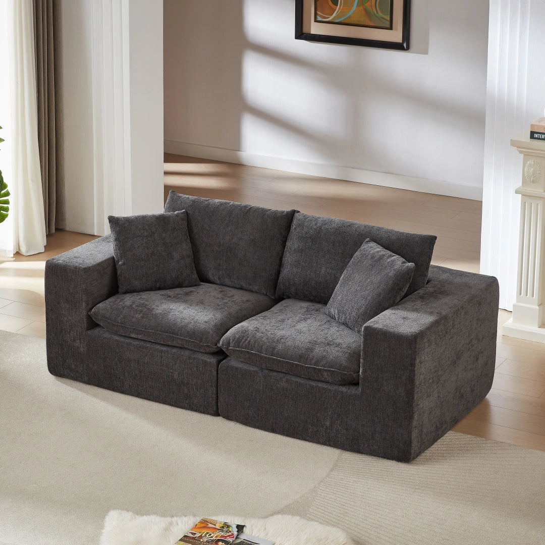 Dark Gray 2 Seat Modern Chenille Cloud Sofa #6120