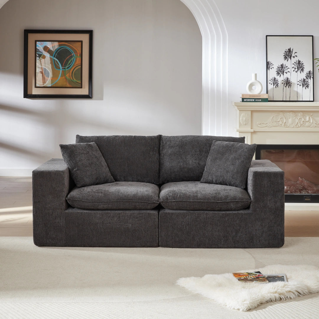 Dark Gray 2 Seat Modern Chenille Cloud Sofa #6120