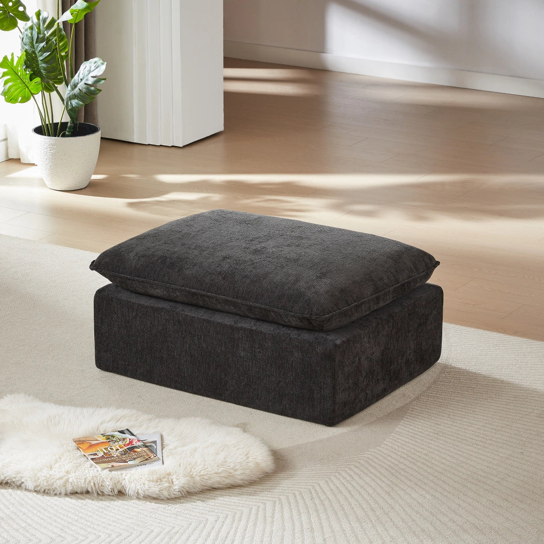 Black Ottoman Modern Chenille cloud sofa #6120