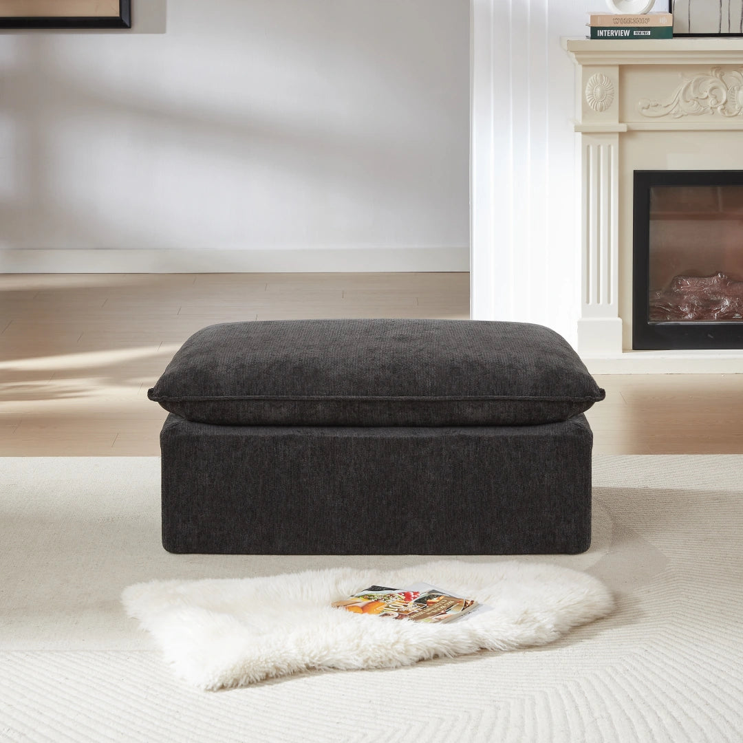 Black Ottoman Modern Chenille cloud sofa #6120