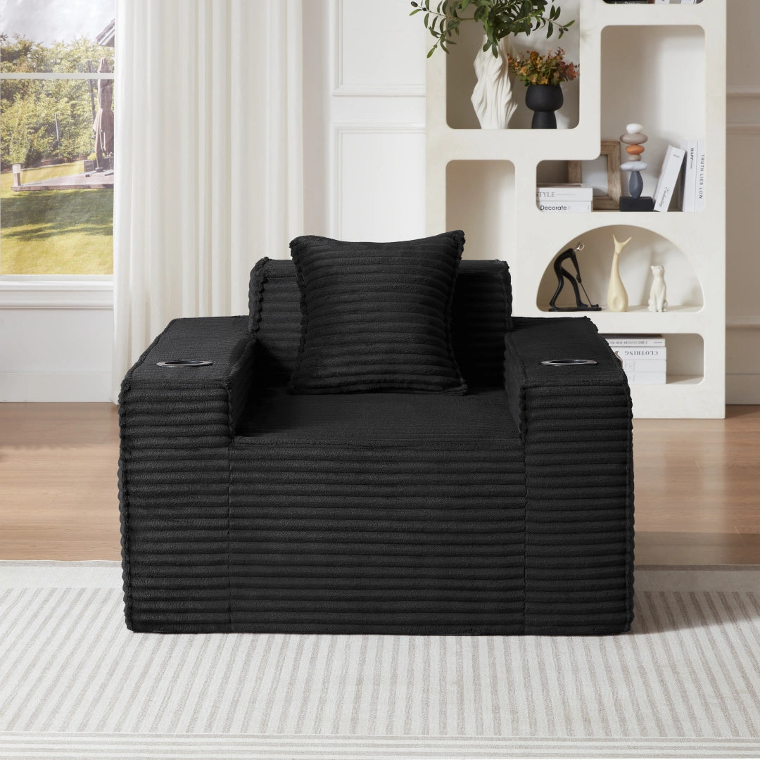 Black 1 Seater Sofa Boneless Couches #6128B