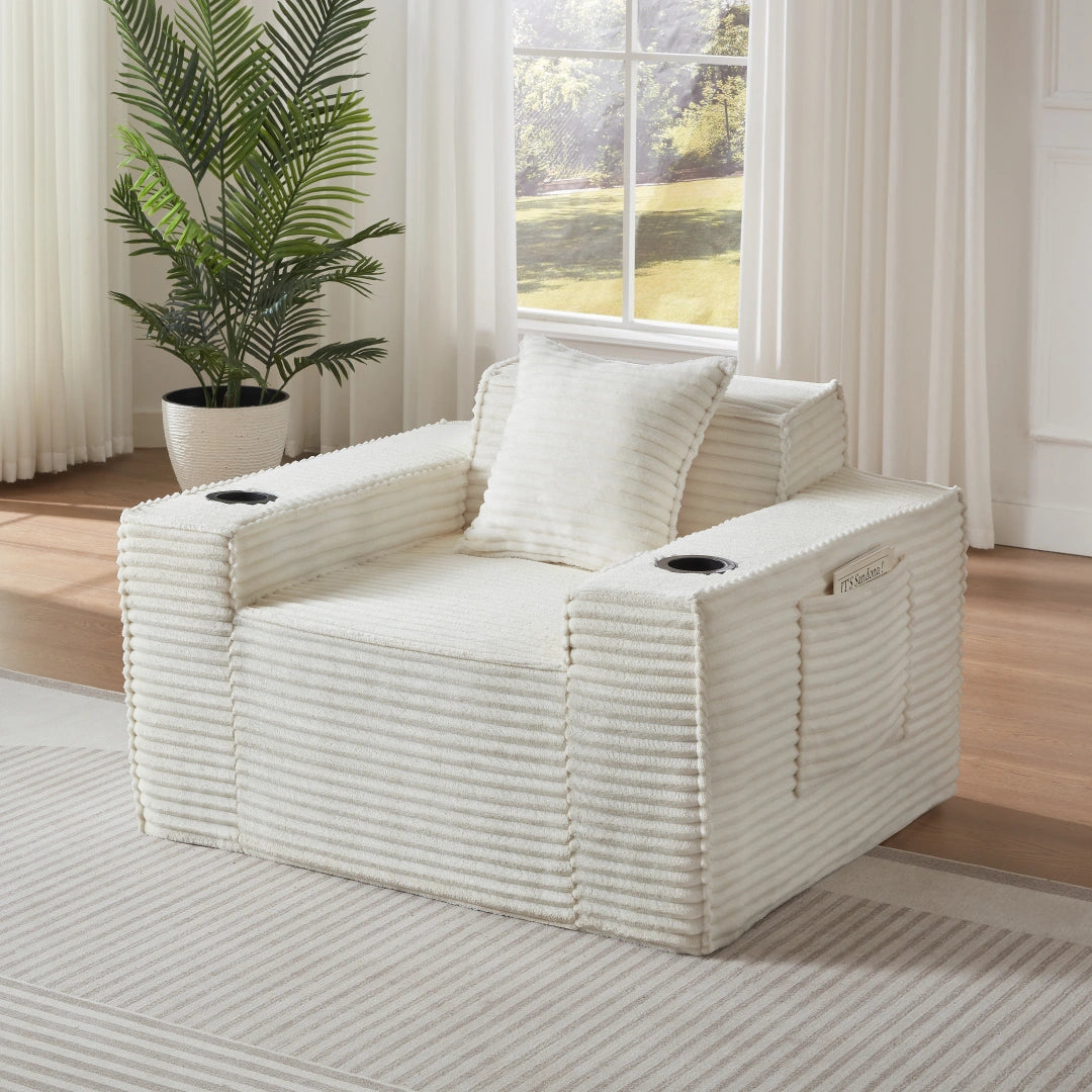 Whtie Seater Sofa Boneless Couches #6128B