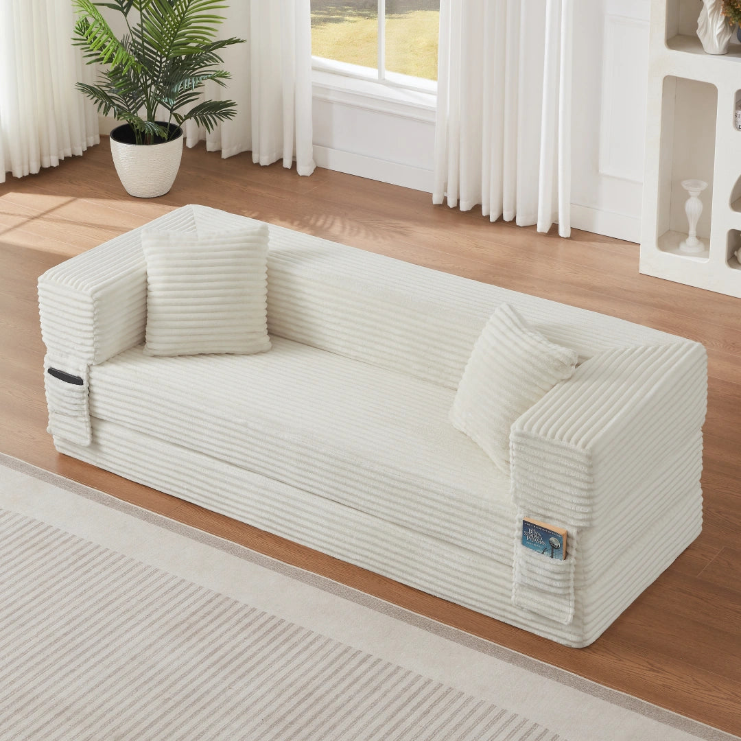 White 3 Seat Modern cord sofa with stylish appearance #6138B