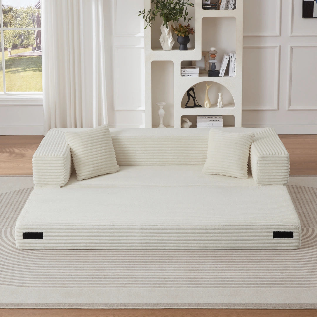 White 3 Seat Modern cord sofa with stylish appearance #6138B