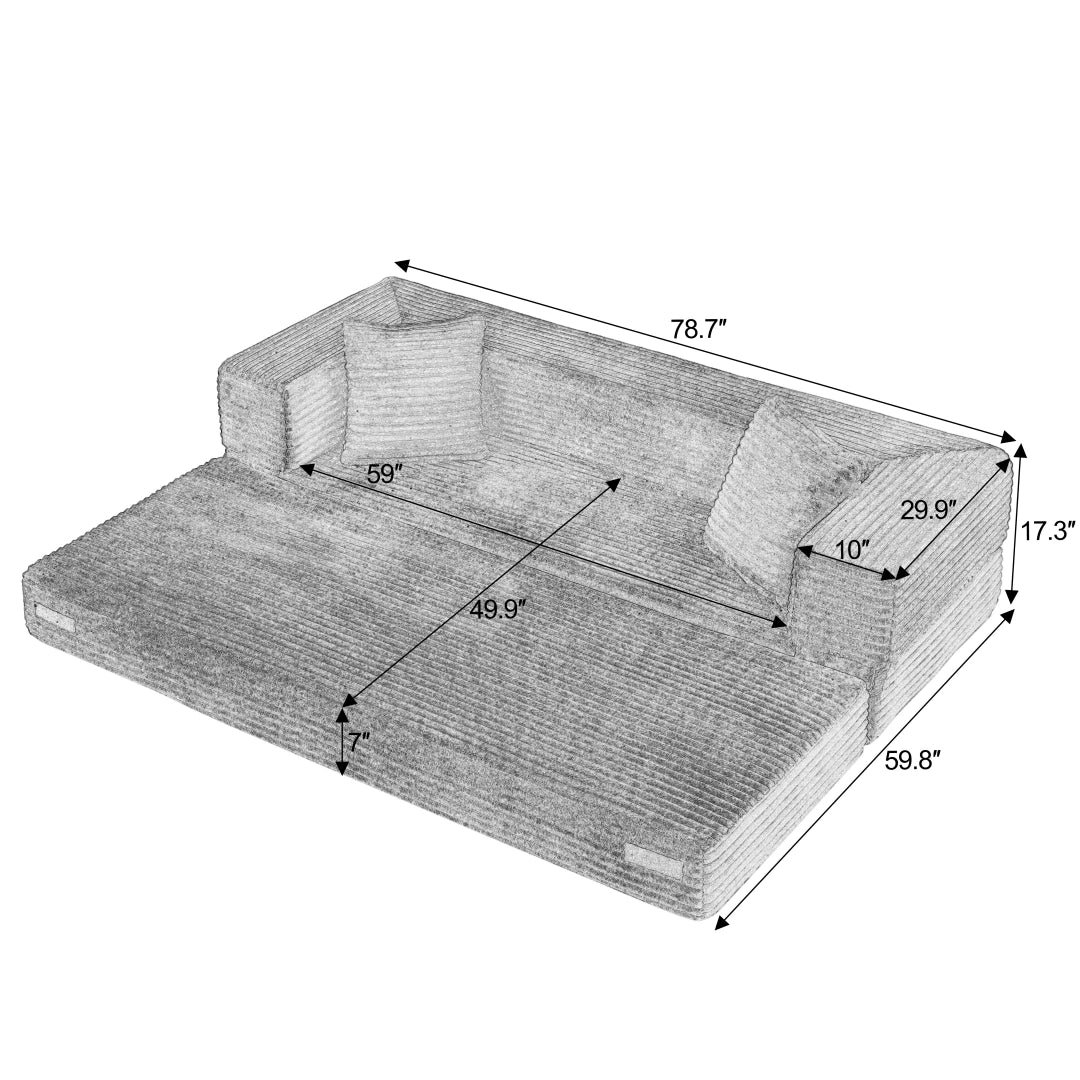 White 3 Seat Modern cord sofa with stylish appearance #6138B