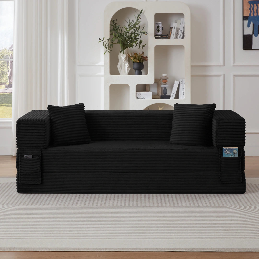Black 3 Seat Modern cord sofa with stylish appearance #6138B