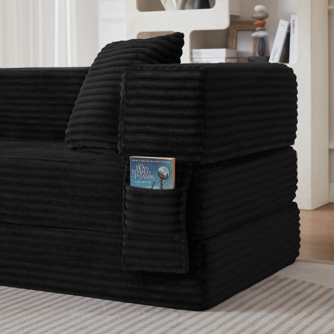 Black 3 Seat Modern cord sofa with stylish appearance #6138B