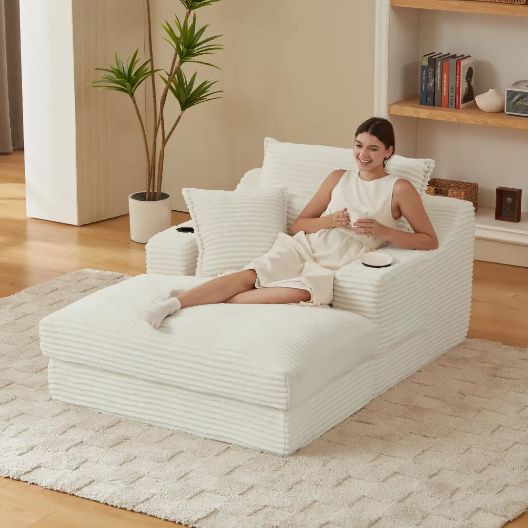 white 47.24 inch modern comfortable cushioned compression sofa #6068