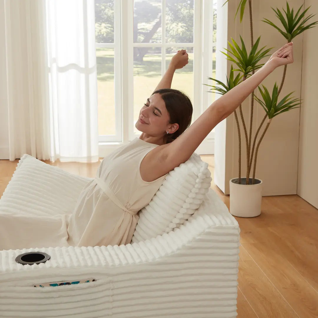 white 47.24 inch modern comfortable cushioned compression sofa #6068